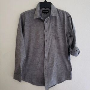 Ocean Current Long Sleeve Gray Pocket Button Front Shirt